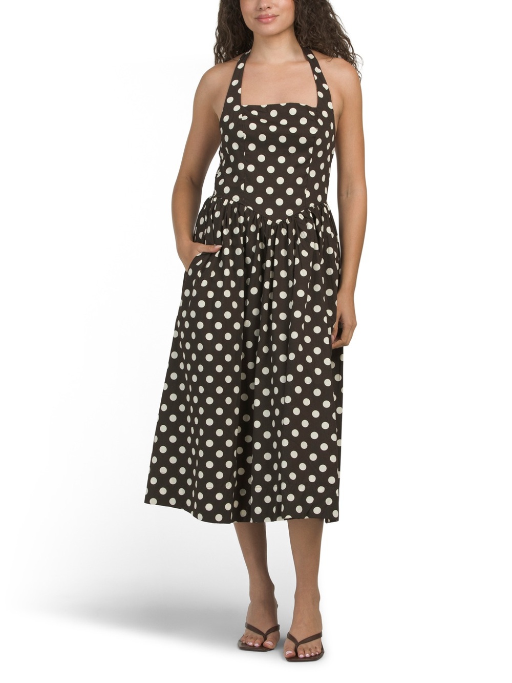 Band of the Free Polka Dot Halter Midi Dress, Size S